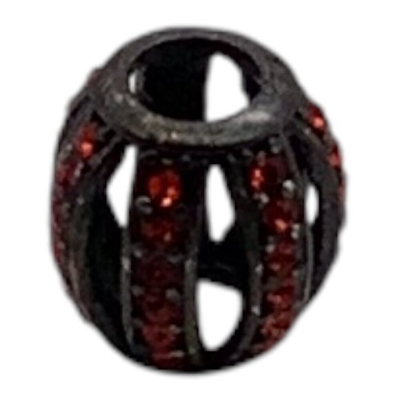 European Style Spacer Bead With Red Rhinestones For Bracelets Unisex Black - Picture 5 of 6
